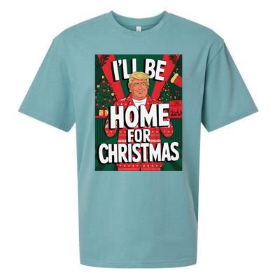 Santa Trump Christmas Pajama ILl Be Home For Christmas Sueded Cloud Jersey T-Shirt