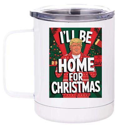 Santa Trump Christmas Pajama ILl Be Home For Christmas 12 oz Stainless Steel Tumbler Cup