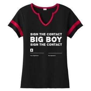 Sign The Contract Big Boy Funny Boxer Box Boxing Event 2024 Ladies Halftime Notch Neck Tee