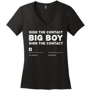 Sign The Contract Big Boy Funny Boxer Box Boxing Event 2024 Women's V-Neck T-Shirt