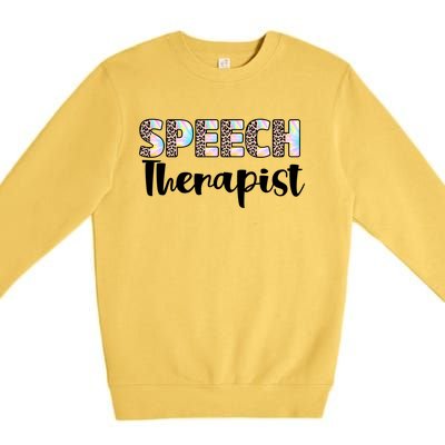 Speech Therapist Cute Leopard Speech Language Pathologist Gift Premium Crewneck Sweatshirt