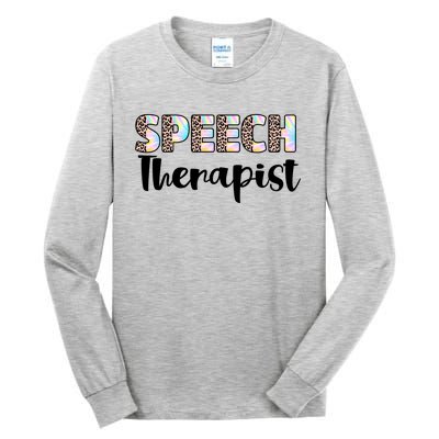 Speech Therapist Cute Leopard Speech Language Pathologist Gift Tall Long Sleeve T-Shirt