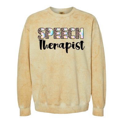 Speech Therapist Cute Leopard Speech Language Pathologist Gift Colorblast Crewneck Sweatshirt