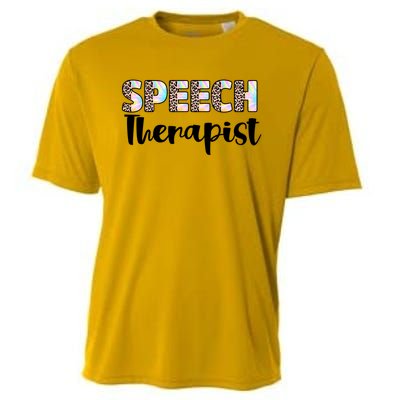 Speech Therapist Cute Leopard Speech Language Pathologist Gift Cooling Performance Crew T-Shirt