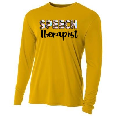 Speech Therapist Cute Leopard Speech Language Pathologist Gift Cooling Performance Long Sleeve Crew