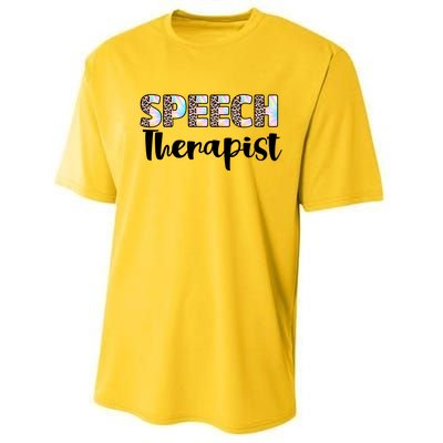 Speech Therapist Cute Leopard Speech Language Pathologist Gift Performance Sprint T-Shirt