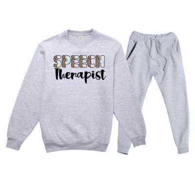 Speech Therapist Cute Leopard Speech Language Pathologist Gift Premium Crewneck Sweatsuit Set