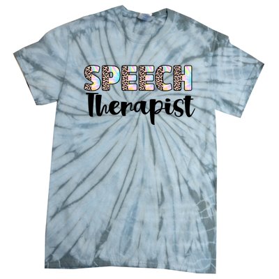 Speech Therapist Cute Leopard Speech Language Pathologist Gift Tie-Dye T-Shirt