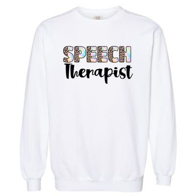 Speech Therapist Cute Leopard Speech Language Pathologist Gift Garment-Dyed Sweatshirt