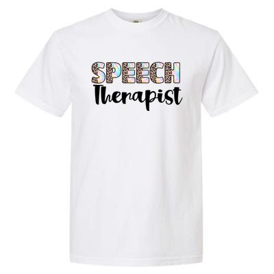 Speech Therapist Cute Leopard Speech Language Pathologist Gift Garment-Dyed Heavyweight T-Shirt