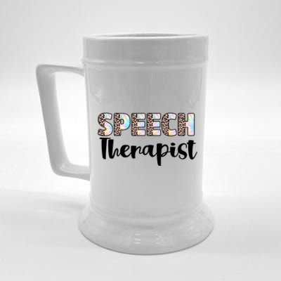 Speech Therapist Cute Leopard Speech Language Pathologist Gift Beer Stein