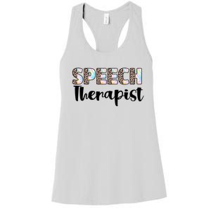 Speech Therapist Cute Leopard Speech Language Pathologist Gift Women's Racerback Tank