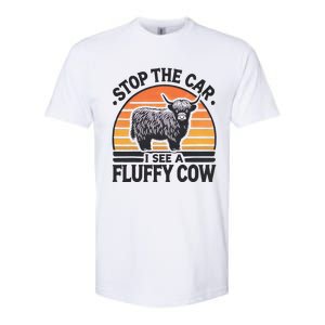 Stop The Car I See Fluffy Cow Retro Highland Cow Lover Softstyle CVC T-Shirt