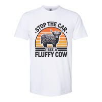 Stop The Car I See Fluffy Cow Retro Highland Cow Lover Softstyle CVC T-Shirt