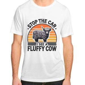 Stop The Car I See Fluffy Cow Retro Highland Cow Lover Adult ChromaSoft Performance T-Shirt