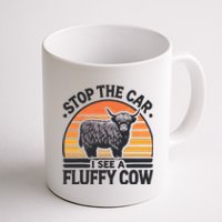 Stop The Car I See Fluffy Cow Retro Highland Cow Lover Coffee Mug