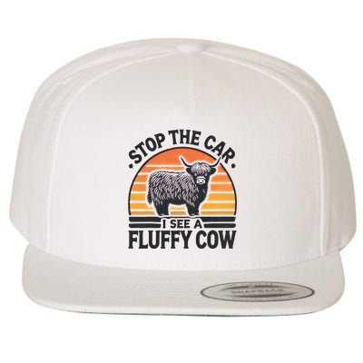 Stop The Car I See Fluffy Cow Retro Highland Cow Lover Wool Snapback Cap