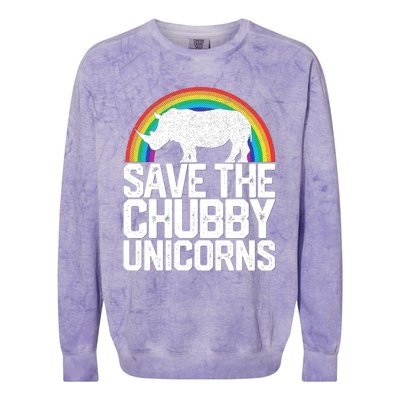 Save The Chubby Unicorns Rainbow Rhinoceros Rhino Gift Colorblast Crewneck Sweatshirt