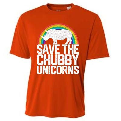 Save The Chubby Unicorns Rainbow Rhinoceros Rhino Gift Cooling Performance Crew T-Shirt