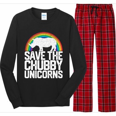 Save The Chubby Unicorns Rainbow Rhinoceros Rhino Gift Long Sleeve Pajama Set