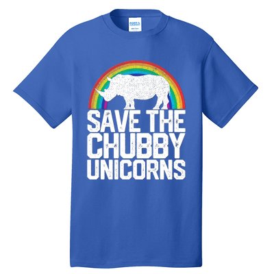 Save The Chubby Unicorns Rainbow Rhinoceros Rhino Gift Tall T-Shirt