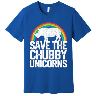 Save The Chubby Unicorns Rainbow Rhinoceros Rhino Gift Premium T-Shirt