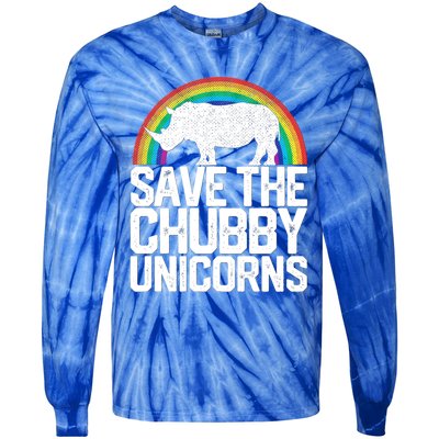 Save The Chubby Unicorns Rainbow Rhinoceros Rhino Gift Tie-Dye Long Sleeve Shirt