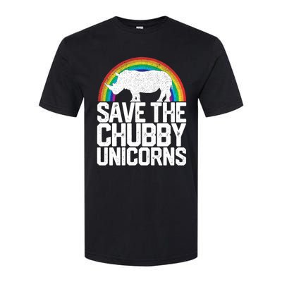 Save The Chubby Unicorns Rainbow Rhinoceros Rhino Gift Softstyle CVC T-Shirt