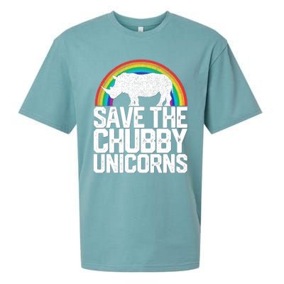 Save The Chubby Unicorns Rainbow Rhinoceros Rhino Gift Sueded Cloud Jersey T-Shirt