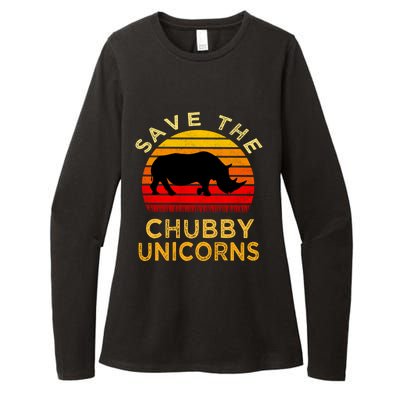 Save The Chubby Unicorns Retro Style Rhino Gift Womens CVC Long Sleeve Shirt