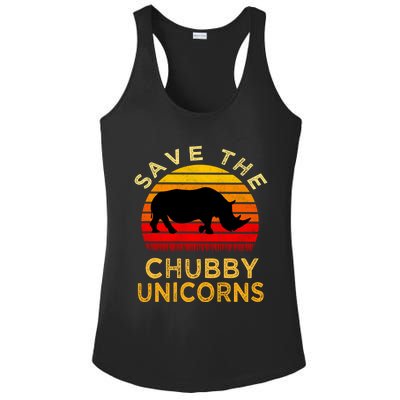 Save The Chubby Unicorns Retro Style Rhino Gift Ladies PosiCharge Competitor Racerback Tank