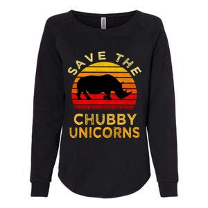 Save The Chubby Unicorns Retro Style Rhino Gift Womens California Wash Sweatshirt