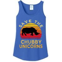 Save The Chubby Unicorns Retro Style Rhino Gift Ladies Essential Tank