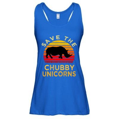 Save The Chubby Unicorns Retro Style Rhino Gift Ladies Essential Flowy Tank