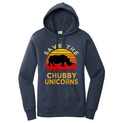 Save The Chubby Unicorns Retro Style Rhino Gift Women's Pullover Hoodie