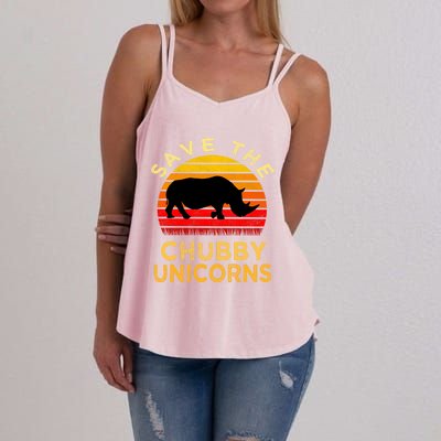 Save The Chubby Unicorns Retro Style Rhino Gift Women's Strappy Tank