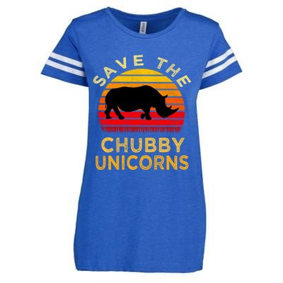 Save The Chubby Unicorns Retro Style Rhino Gift Enza Ladies Jersey Football T-Shirt