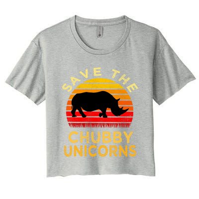 Save The Chubby Unicorns Retro Style Rhino Gift Women's Crop Top Tee