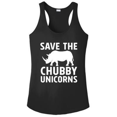 Save The Chubby Unicorns Funny Ladies PosiCharge Competitor Racerback Tank