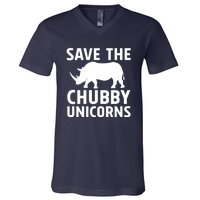 Save The Chubby Unicorns Funny V-Neck T-Shirt