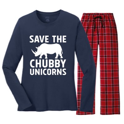 Save The Chubby Unicorns Funny Women's Long Sleeve Flannel Pajama Set 