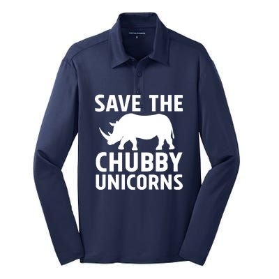 Save The Chubby Unicorns Funny Silk Touch Performance Long Sleeve Polo