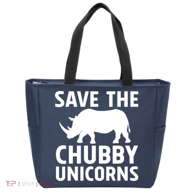 Save The Chubby Unicorns Funny Zip Tote Bag
