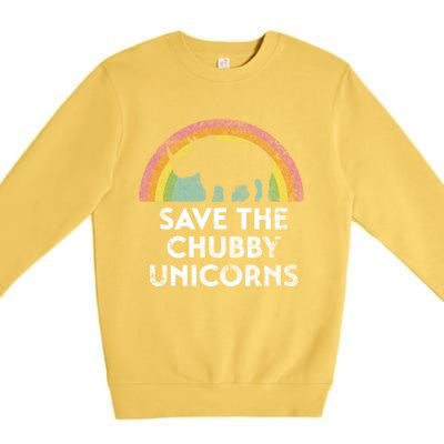 Save The Chubby Unicorns With Rainbow Gift Premium Crewneck Sweatshirt