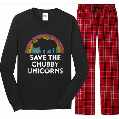 Save The Chubby Unicorns With Rainbow Gift Long Sleeve Pajama Set