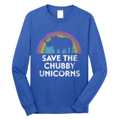 Save The Chubby Unicorns With Rainbow Gift Long Sleeve Shirt