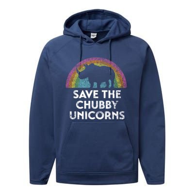 Save The Chubby Unicorns With Rainbow Gift Performance Fleece Hoodie