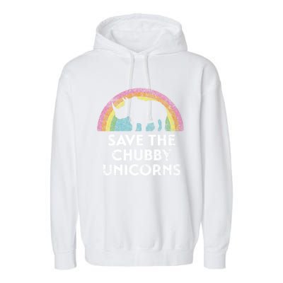 Save The Chubby Unicorns With Rainbow Gift Garment-Dyed Fleece Hoodie