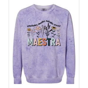 Spanish Teacher Cultivando Bilingues Maestra Language Teacher Colorblast Crewneck Sweatshirt