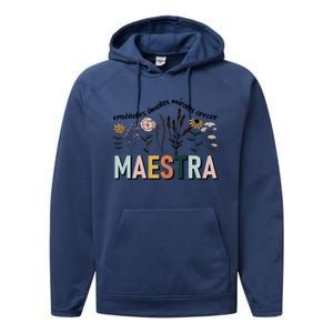 Spanish Teacher Cultivando Bilingues Maestra Language Teacher Performance Fleece Hoodie